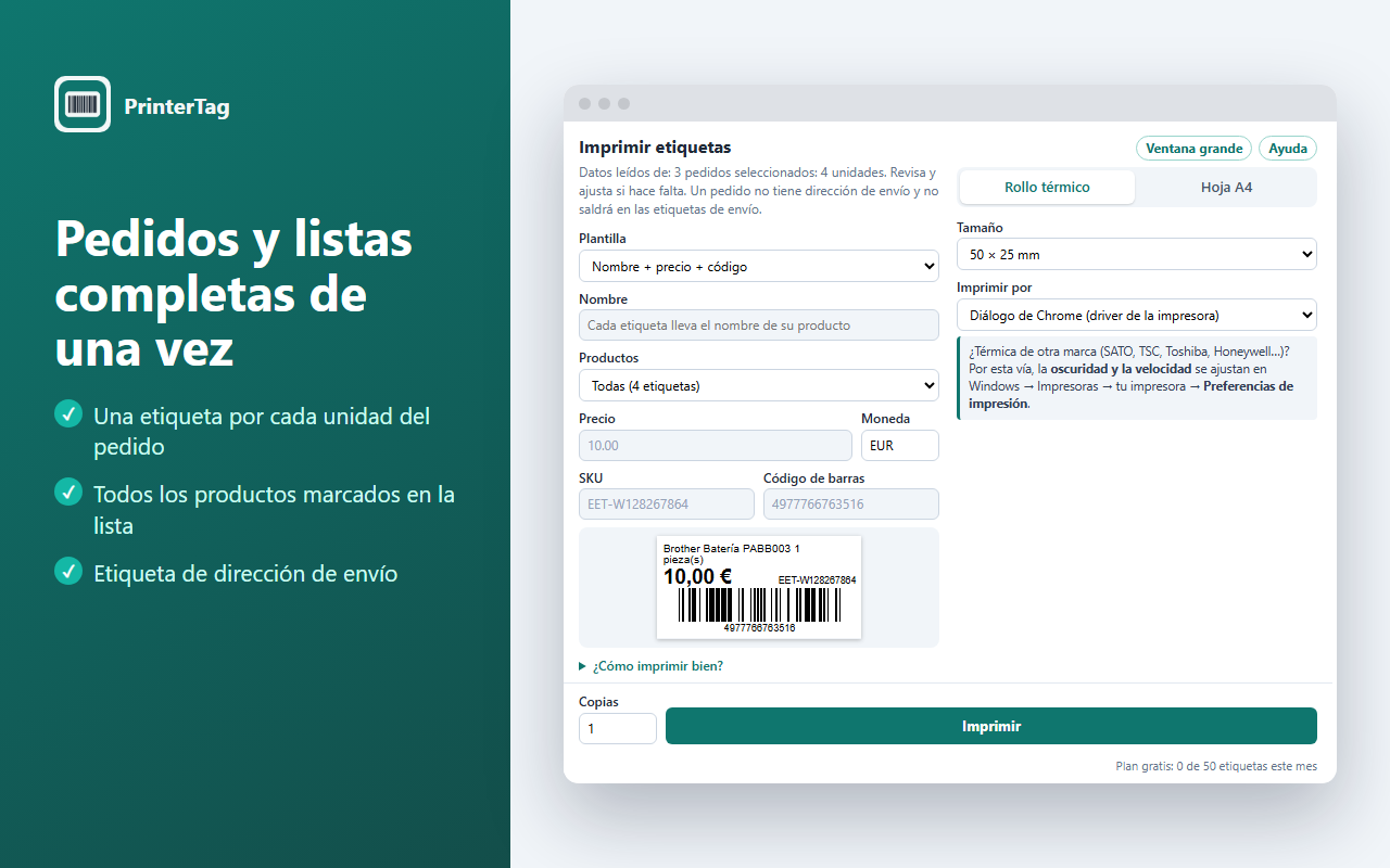 Printing labels for every unit of a Shopify order